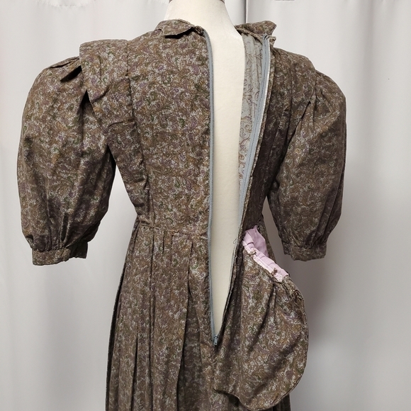 Vintage 70s Handmade Cottagecore Prairie Paisley Floral Puffed Sleeve Maxi Dress - Picture 7 of 10